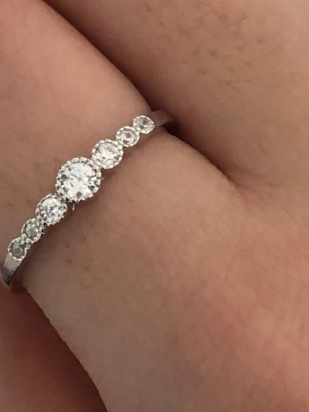 Delicate Sterling Silver CZ Minimalist Engagement Or Stacking Ring